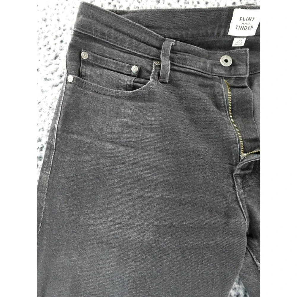 Flint and‎ Tinder Slim Fit Black Washed Denim Jeans Mens 33x32